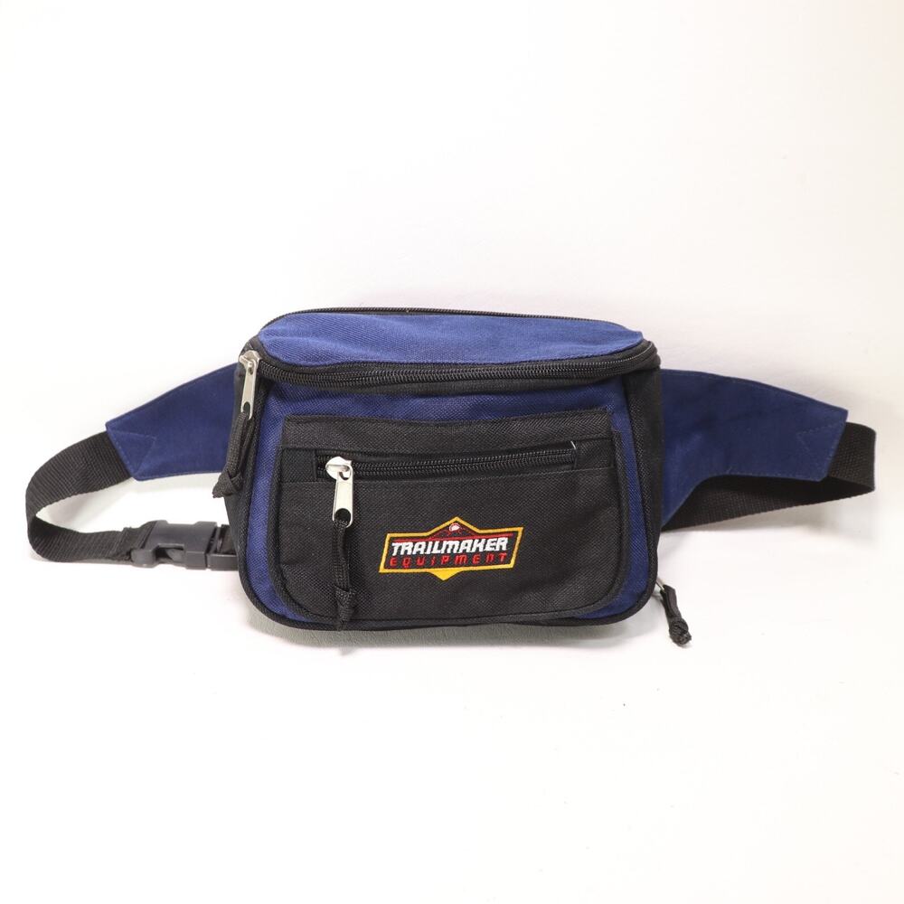 Trail Maker Fanny Pack Unisex Black Blue Nylon Purse Pouch Bag Adjustable Strap